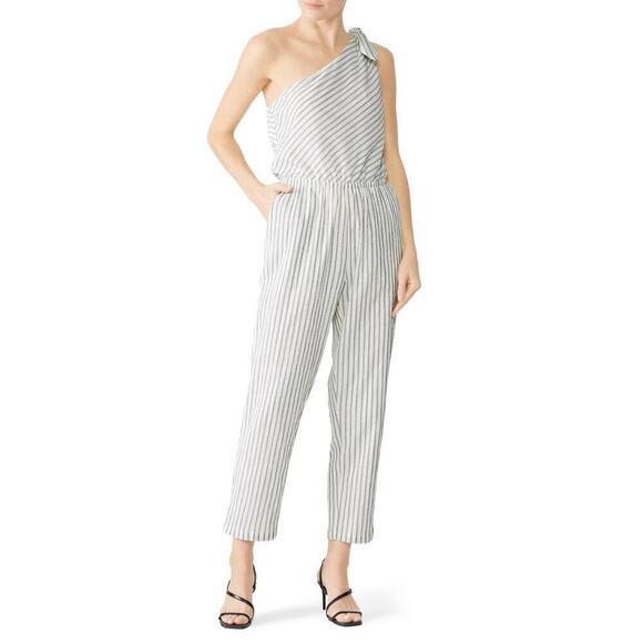Greylin Charlie Jumpsuit One Shoulder t Stripe White XS - Picture 1 of 12